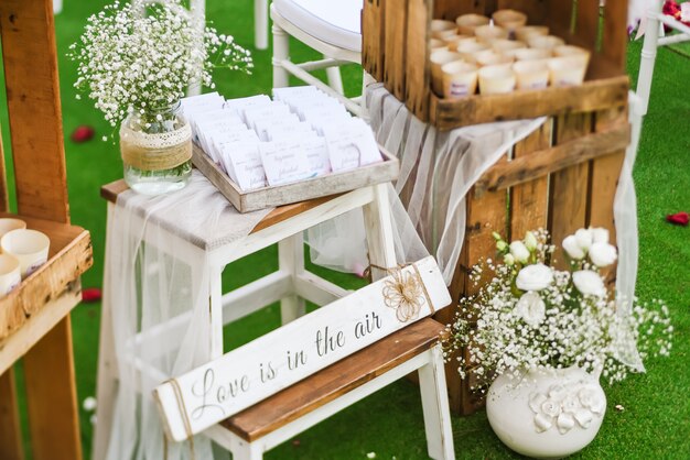 Rustic wedding outdoor photo zone