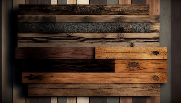 Rustic Wood Paneling in Natural Colors. AI generative.