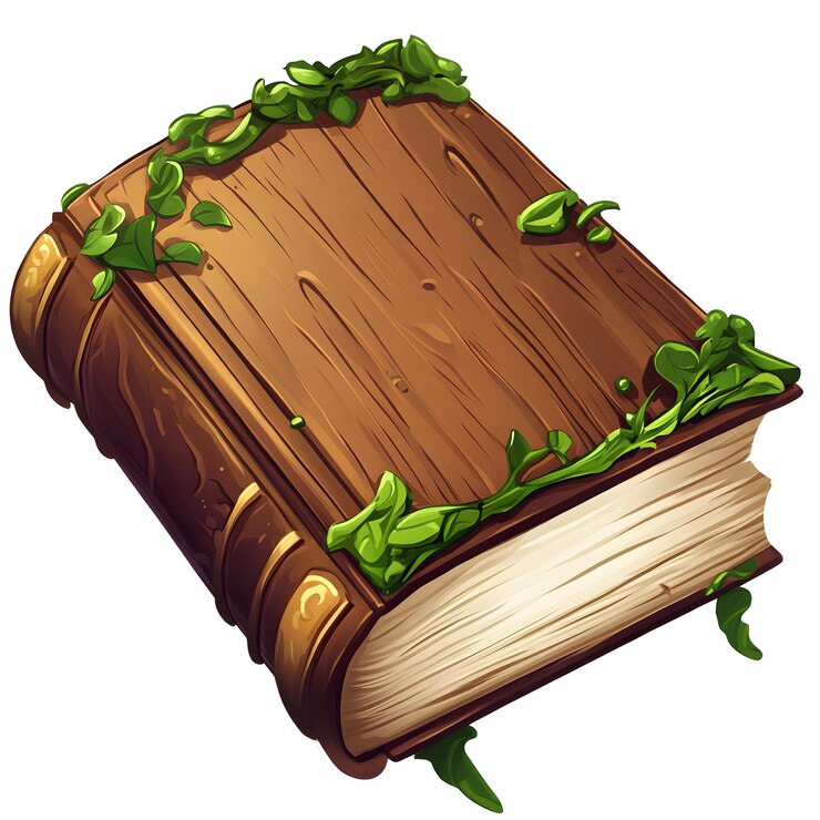 Photo rustic wooden book with green leafy vines decor