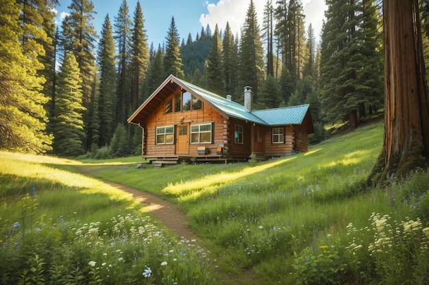 Photo a rustic wooden cabin