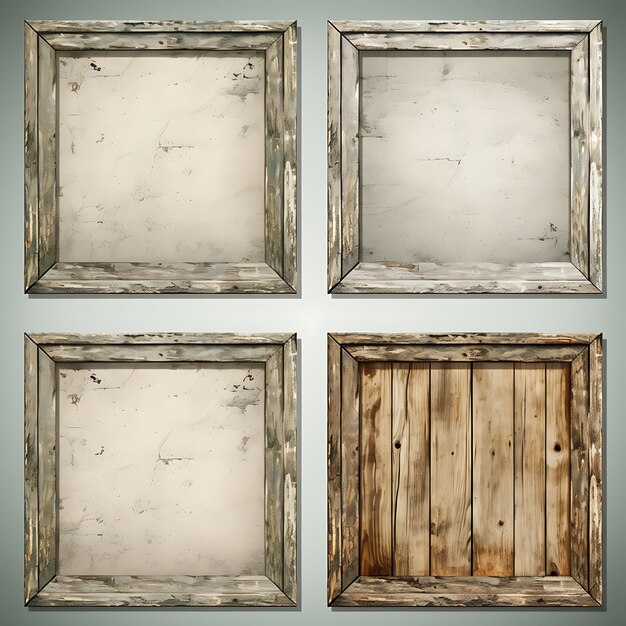 Photo a rustic wooden frame design distressed finish neutral earthy 2d clipart tshirt overlay concept