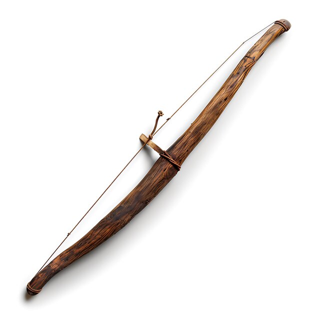 Photo rustic wooden longbow crafted from the heartwood of an ancie game asset 3d isolated design concept