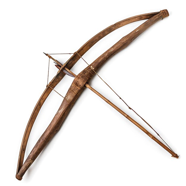 Photo rustic wooden longbow crafted from the heartwood of an ancie game asset 3d isolated design concept