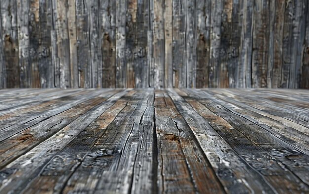 Photo rustic wooden planks form a textured wall and floor backdrop