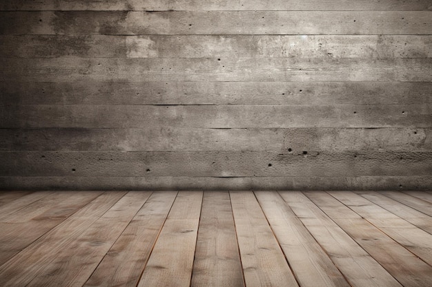 Rustic wooden planks with concrete wal