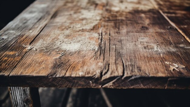 Rustic Wooden Table Capturing The Vintage Charm With Natural Grain And Peeling Paint