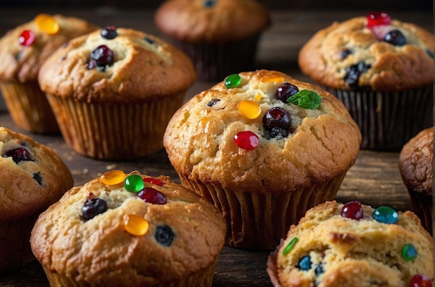 Rustic Wooden Table Muffins