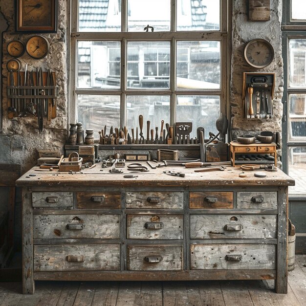 Photo rustic woodworking tools