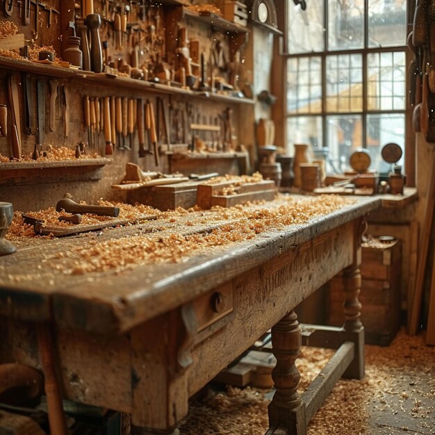 Photo rustic woodworking tools