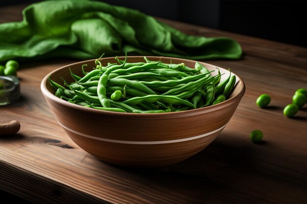 Rusticcore Styled Green Beans on Wooden