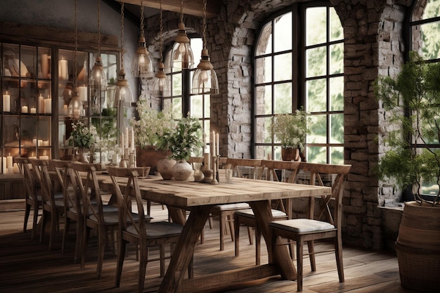 Photo rusticstyle dining rooms