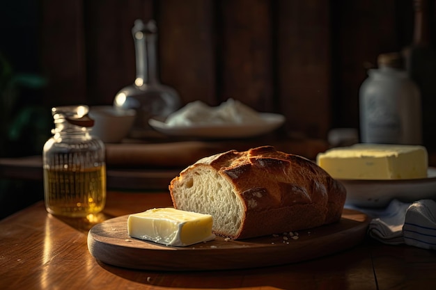 Rustiek brood van versgebakken brood Generatieve Ai