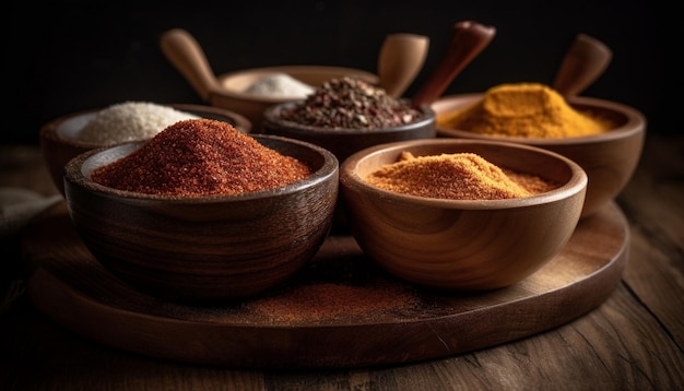 Rustieke kom gezonde Indiase curryvariatie gegenereerd door AI