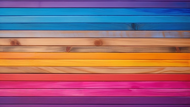 Foto rustieke regenboog kleurrijke muur schilderij van planken en hout textuur hout achtergrond panoramische banner lange regenboog schilderij lgbt kleuren