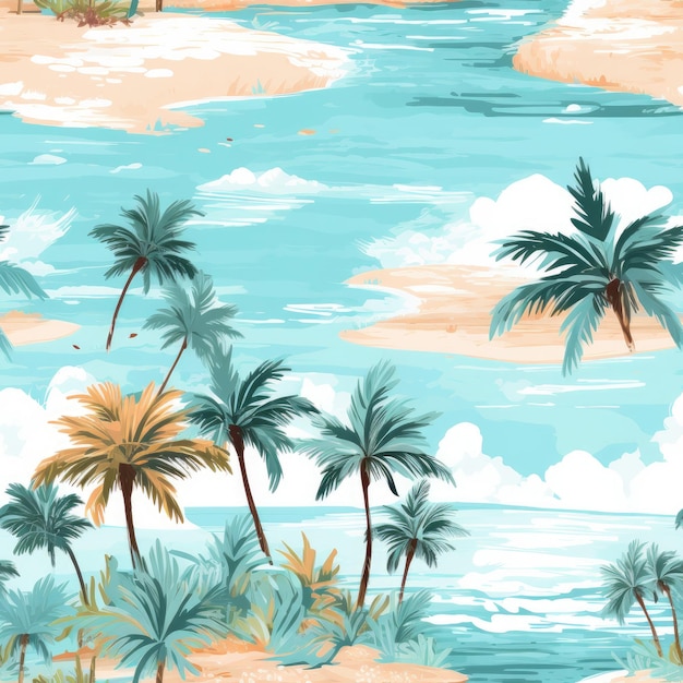 Rustig strand met palmbomen en turquoise water