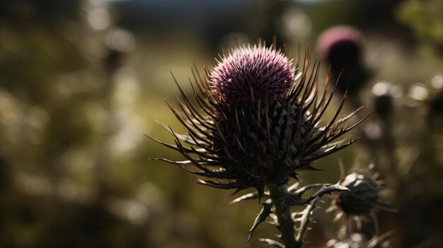 Rustige aanwezigheid van een distel close-up AI gegenereerde afbeelding