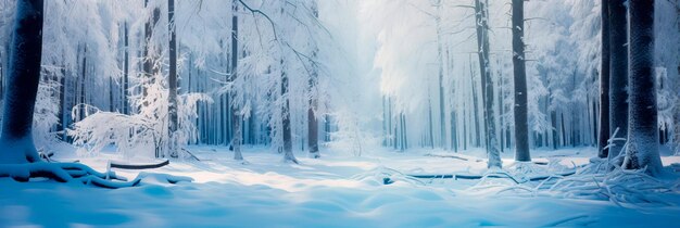 Foto rustige bosruimte bedekt met verse sneeuw met een zacht gedempt palet van winterkleuren generatieve ai