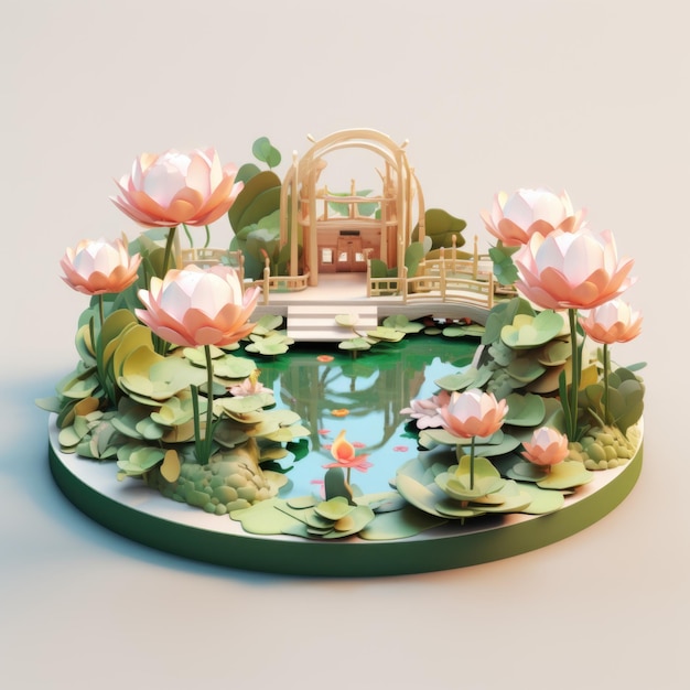 Rustige Lotus vijver 3d illustratie