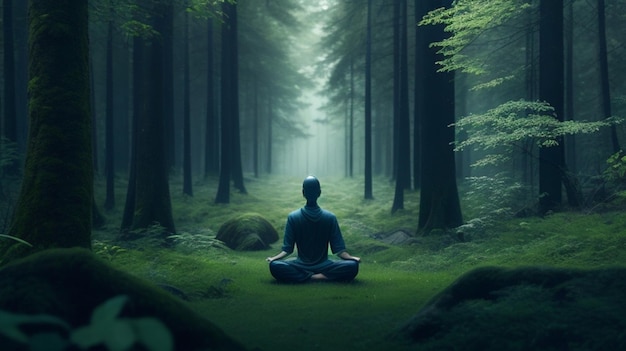 Rustige meditatie op een serene boskap