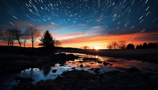 Rustige nachtelijke hemel sterrenverlicht sterrenstelsel natuur adembenemende schoonheid gegenereerd door AI