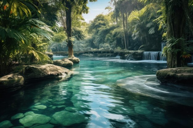 Rustige oase Een serene waterachtergrond voor ontspanning en spa-vibes