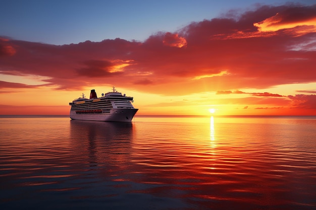 Foto rustige oceaan zonsondergang cruise