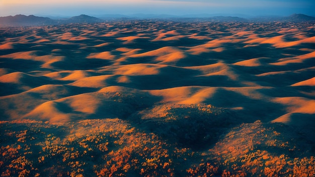 Rustige paden die de groene heuvels verkennen die glinsteren in het zachte ochtendlicht