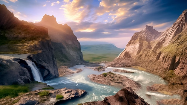 Rustige wateren Reflecties van sereniteit in een kalme rivier Ai gegenereerd