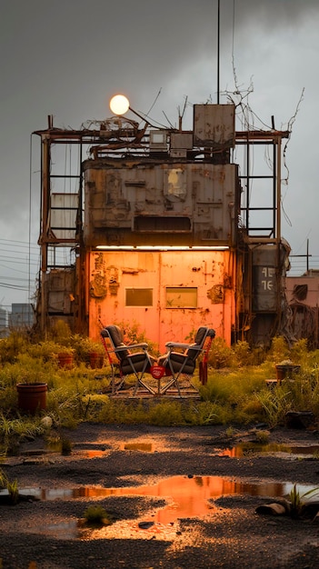 Photo rusty abandoned nuclear zone after atomic war generative ai