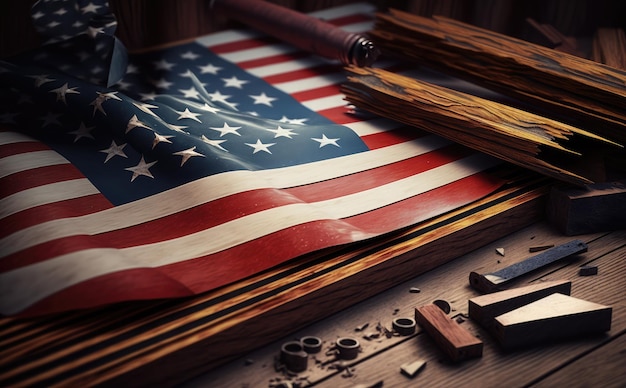 Ржавый американский флаг 3D рендеринг Флаг США