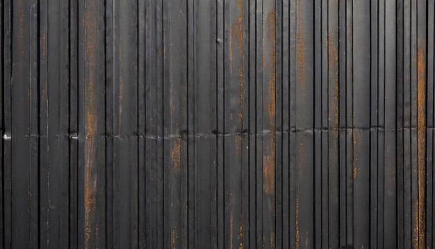 Photo rusty black metal siding fence striped background