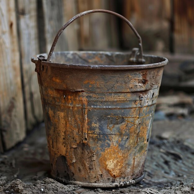 Photo a rusty bucket with rust on the bottom and the word rust on the bottom