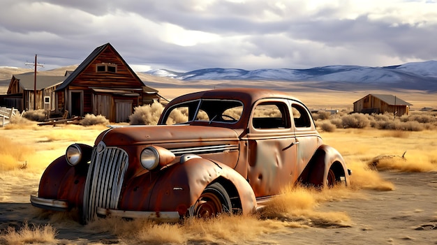 Rusty car at bodie