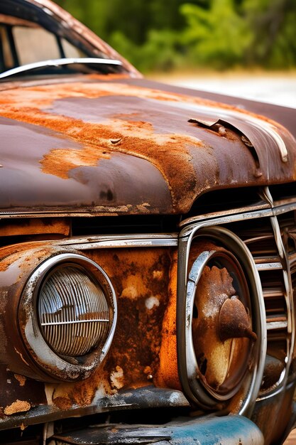 A rusty car a vessel imbued with nostalgic memories a silent observer of bygone years