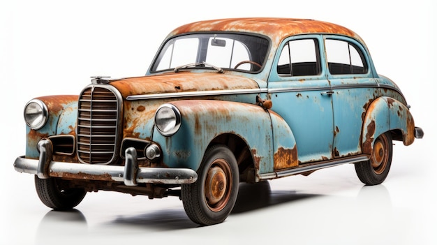 Rusty Car On White Background Vintage Vehicle Photography