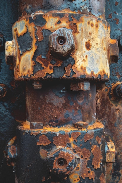 Photo a rusty fire hydrant with a weathered face suitable for industrial concepts