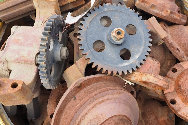 rusty industrial drive sprockets and gears