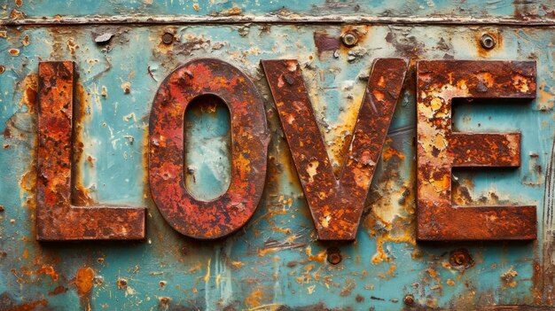 Rusty Iron Love concept creatieve horizontale kunstposter