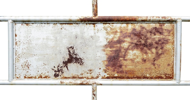 Rusty iron sign Rust of metalsCorrosive Rust on old iron whiteUse as illustration for presentatio