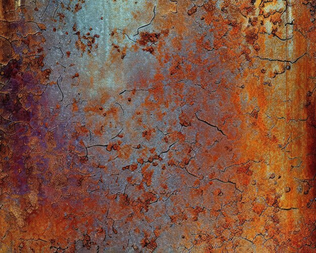 Rusty metal background with cracks grunge texture The texture is colored with rusty metal