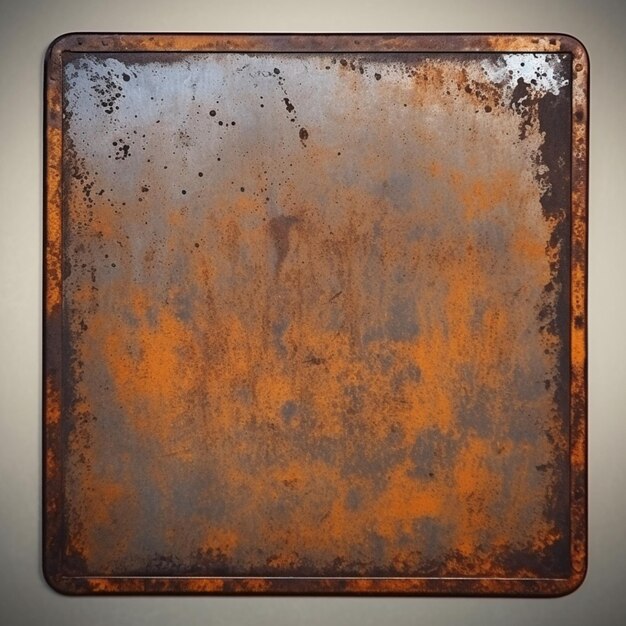 Photo rusty metal plate with rusted edges on a white background generative ai