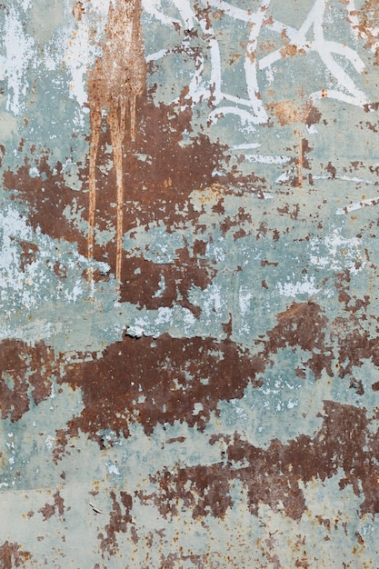 Rusty metal surface with blue paint