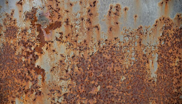 Photo rusty metallic background with chipping paint