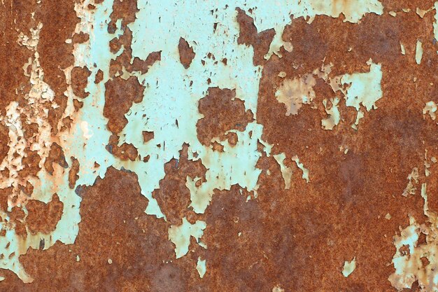 Rusty old shabby metal surface in full screen with defects