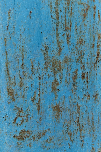 Photo rusty painted metal surface on wall background. pattern of rustic blue grunge material.