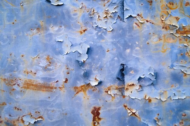 Rusty pattern with pieces of blue paint