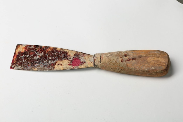 Rusty spatula repair tool, paint instruments.