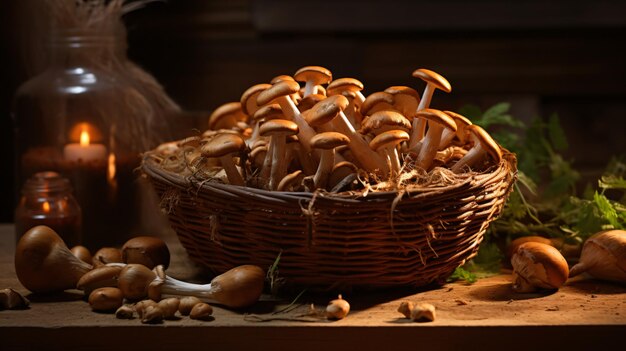 Ruwe biologische nameko-paddenstoelen