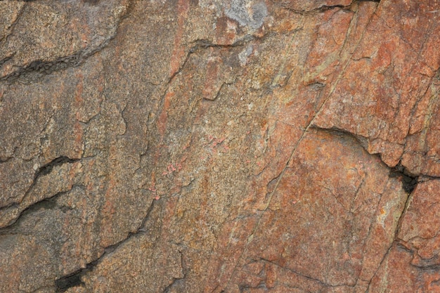 Ruwe bruine stenen muur Natuurlijke rotstextuur Close-up beeld van getextureerd verweerd oppervlak