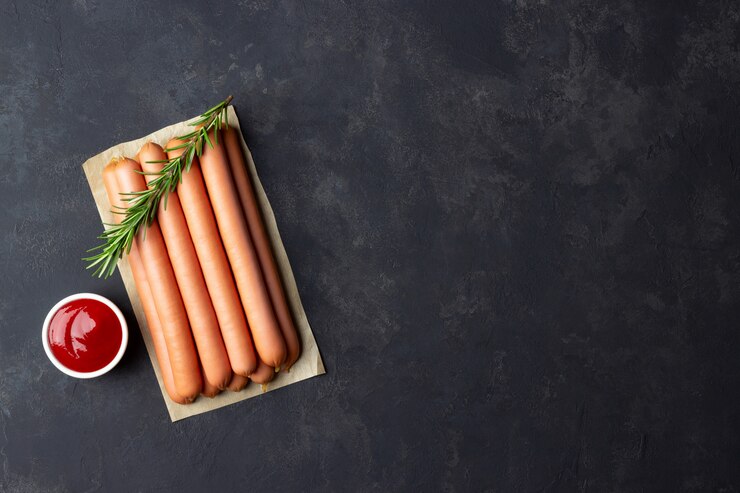 Ruwe frankfurterworsten met ketchup